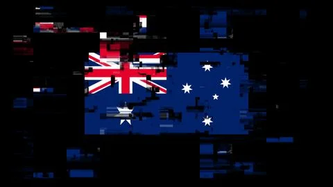 3D rendering flag Australia with screen effects of technological glitches Stock-Illustration