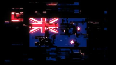 3D rendering flag Australia with screen effects of technological glitches Stock-Illustration