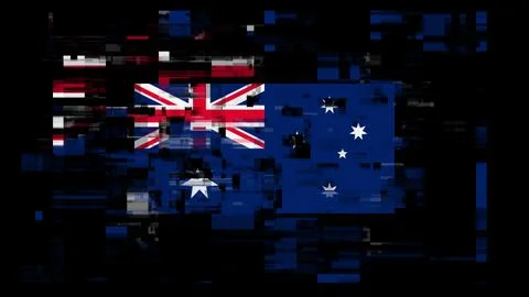 3D rendering flag Australia with screen effects of technological glitches Stock-Illustration