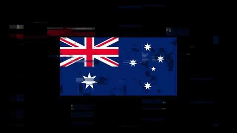 3D rendering flag Australia with screen effects of technological glitches Stock-Illustration