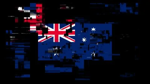 3D rendering flag Australia with screen effects of technological glitches Stockillustratie