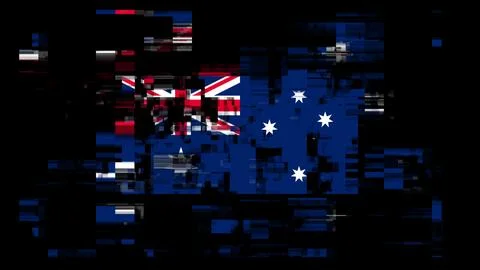 3D rendering flag Australia with screen effects of technological glitches Stock-Illustration