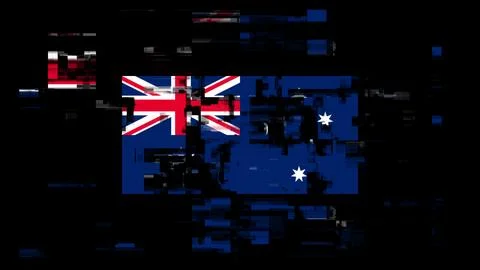 3D rendering flag Australia with screen effects of technological glitches Stock-Illustration