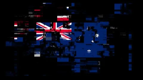 3D rendering flag Australia with screen effects of technological glitches Stock-Illustration