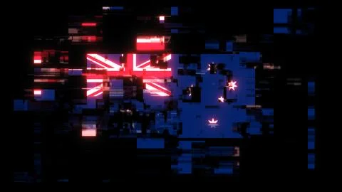3D rendering flag Australia with screen effects of technological glitches Stock-Illustration