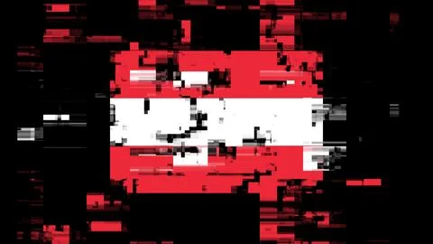 3D rendering flag Austria with screen effects of technological glitches 스톡 일러스트