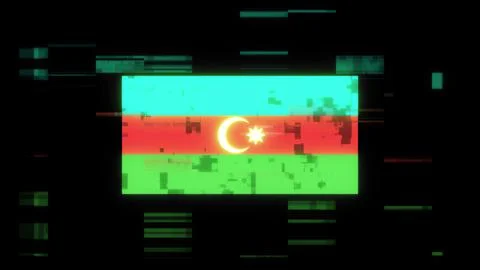 3D rendering flag Azerbaijan with screen effects of technological glitches Stock Illustration