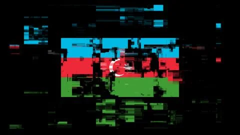 3D rendering flag Azerbaijan with screen effects of technological glitches Stock Illustration