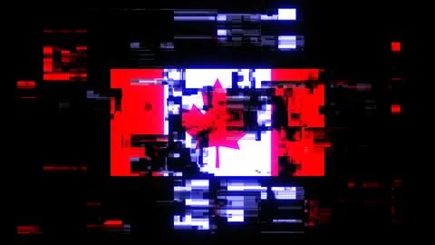 3D rendering flag Canada with screen effects of technological glitches Illustrazione stock