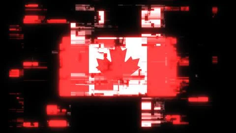 3D rendering flag Canada with screen effects of technological glitches Stock Illustration