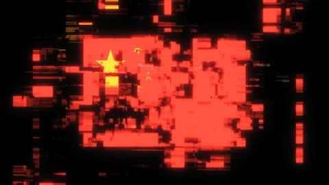 3D rendering flag China with screen effects of technological glitches Stock-Illustration