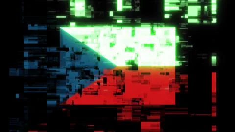 3D rendering flag Czech with screen effects of technological glitches Stock-Illustration