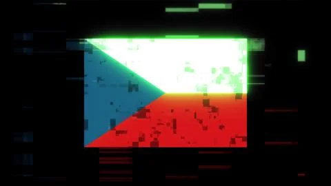 3D rendering flag Czech with screen effects of technological glitches Stock-Illustration