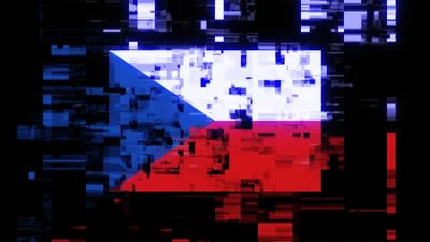 3D rendering flag Czech with screen effects of technological glitches Illustrazione stock