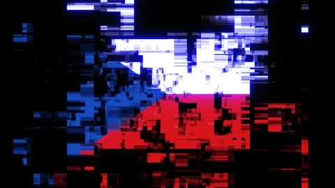 3D rendering flag Czech with screen effects of technological glitches Stock-Illustration