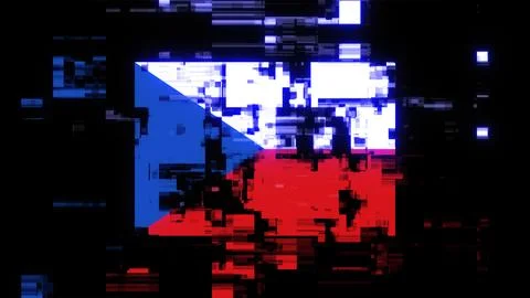 3D rendering flag Czech with screen effects of technological glitches Stock-Illustration