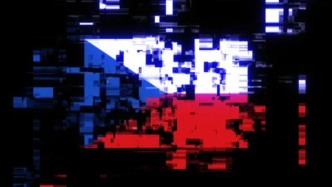 3D rendering flag Czech with screen effects of technological glitches Stock-Illustration