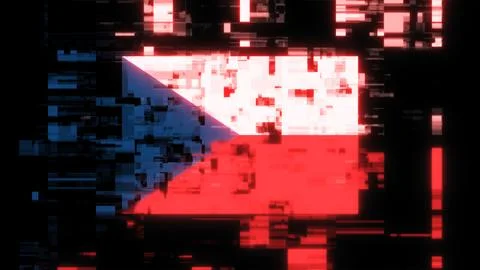 3D rendering flag Czech with screen effects of technological glitches Stock-Illustration
