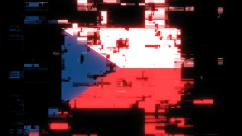 3D rendering flag Czech with screen effects of technological glitches Stock-Illustration