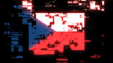 3D rendering flag Czech with screen effects of technological glitches Stock-Illustration