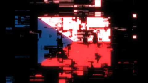 3D rendering flag Czech with screen effects of technological glitches Stock-Illustration