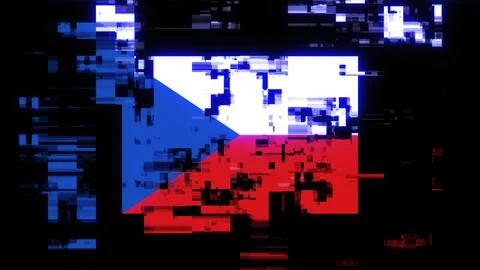 3D rendering flag Czech with screen effects of technological glitches Stock-Illustration
