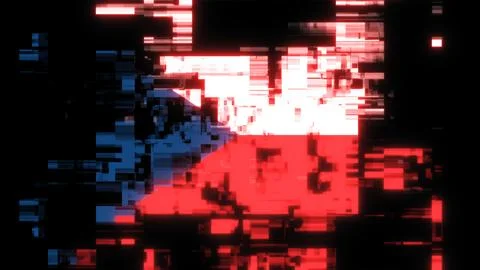 3D rendering flag Czech with screen effects of technological glitches Stock-Illustration