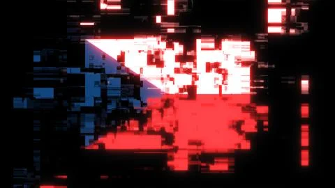 3D rendering flag Czech with screen effects of technological glitches Stock-Illustration