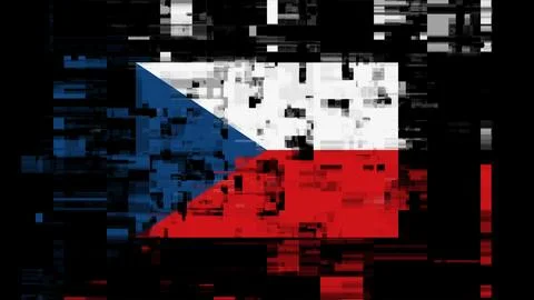 3D rendering flag Czech with screen effects of technological glitches Illustrazione stock
