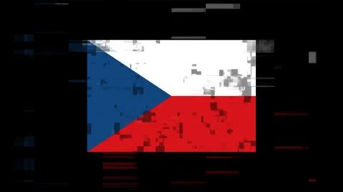 3D rendering flag Czech with screen effects of technological glitches Stock-Illustration