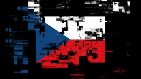 3D rendering flag Czech with screen effects of technological glitches Stock-Illustration
