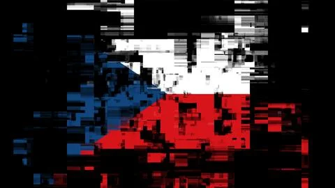 3D rendering flag Czech with screen effects of technological glitches Stock-Illustration