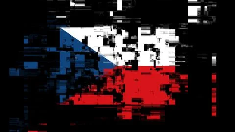 3D rendering flag Czech with screen effects of technological glitches Stock-Illustration