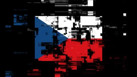 3D rendering flag Czech with screen effects of technological glitches Stock-Illustration