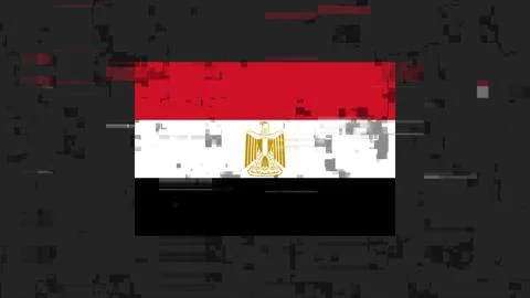 3D rendering flag Egypt with screen effects of technological glitches 库存插图