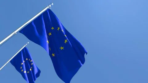 3D rendering of the flag of European Union waving in the wind Illustration