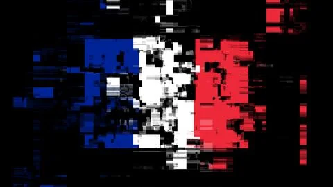 3D rendering flag France with screen effects of technological glitches Illustrazione stock