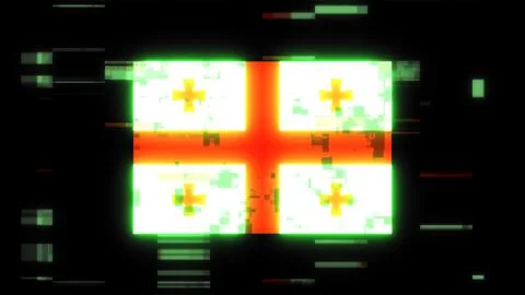 3D rendering flag Georgia with screen effects of technological glitches Stock-Illustration