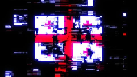 3D rendering flag Georgia with screen effects of technological glitches 스톡 일러스트