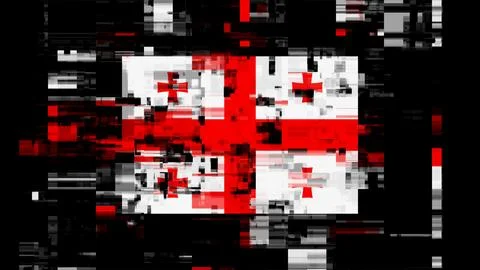 3D rendering flag Georgia with screen effects of technological glitches Illustrazione stock