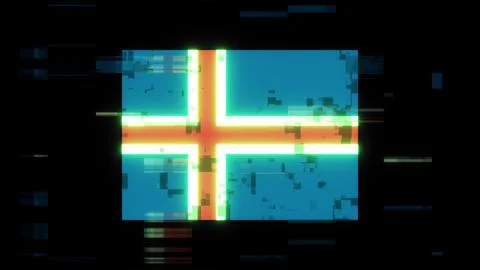3D rendering flag Iceland with screen effects of technological glitches Stock-Illustration