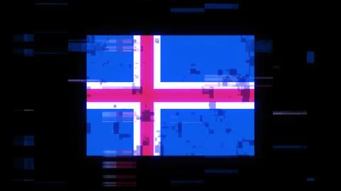 3D rendering flag Iceland with screen effects of technological glitches Stock Illustration