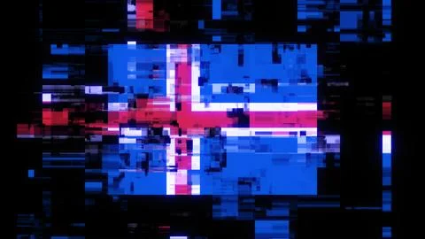 3D rendering flag Iceland with screen effects of technological glitches Stock-Illustration