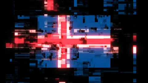 3D rendering flag Iceland with screen effects of technological glitches Stock-Illustration