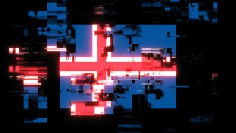 3D rendering flag Iceland with screen effects of technological glitches Stock Illustration