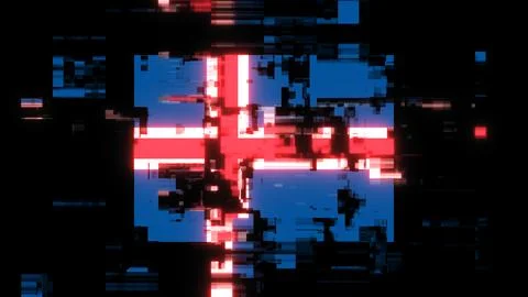 3D rendering flag Iceland with screen effects of technological glitches Stock-Illustration