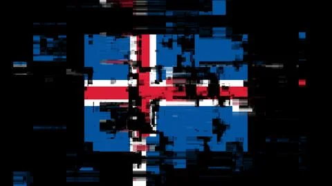 3D rendering flag Iceland with screen effects of technological glitches Stock-Illustration