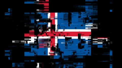 3D rendering flag Iceland with screen effects of technological glitches Stock-Illustration