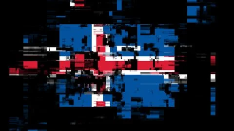 3D rendering flag Iceland with screen effects of technological glitches Stock-Illustration