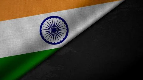 3d rendering of the flag of the India on concrete cement, background Stock Illustration